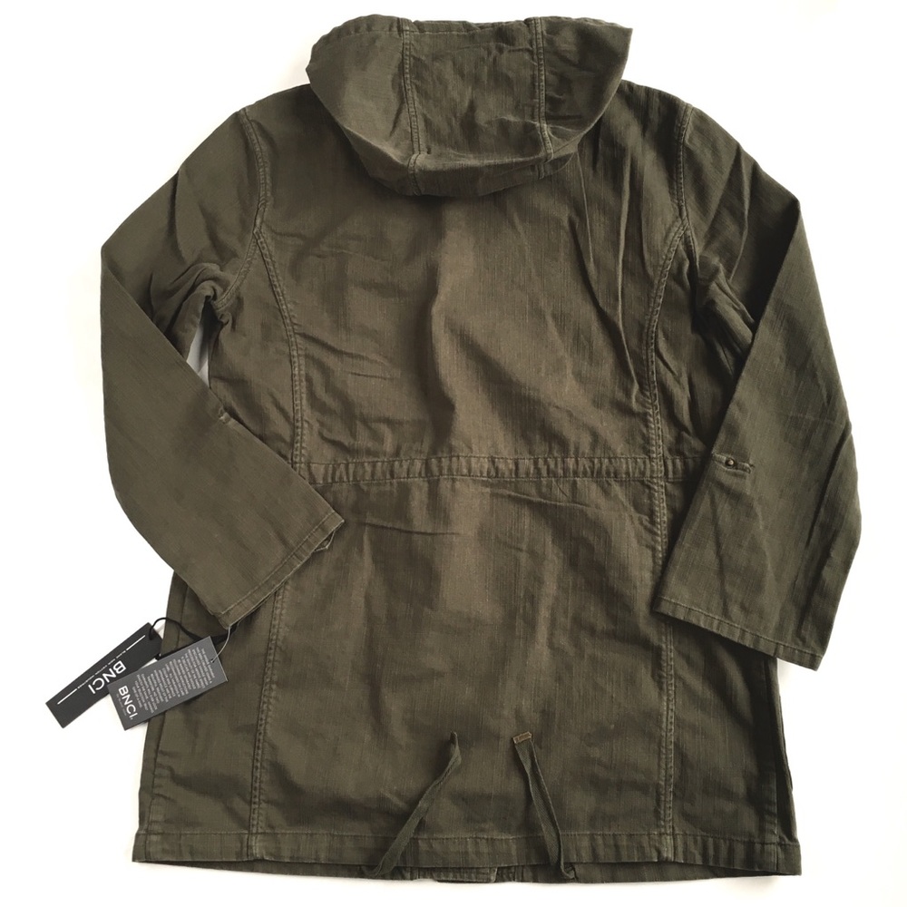 BNCI Blanc Noir | Asymmetrical Zip Long Olive Coat - Picture 4 of 8